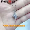 Wisiorki PureMax 1-3ct Herringbone Pendant Naszyjnik dla kobiet Oryginalny S925 Srebrny zaręczyciel