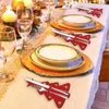 Servis uppsättningar 4st utsökta julgranformade bestick väska knivgaffelhållare arrangör bordsvaror täcke hemfest matbord