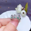 Bagues de cluster KJJEAXCMY Fine Bijoux 925 Sterling Silver Incrusté Naturel Emerald Bague Couronne Test de soutien de la fille