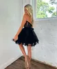 Little Black Short Homecoming Dresses Sweetheart Tulle Ruffles Mini Cocktail Prom Homecoming Dress