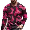 Men's T Shirts Leisure Autumn And Winter Seasons Fashion European Size Long Sleeve T-shirt Color Camuflaje Print Tees Round Neck Tops