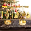 Ljushållare unika roterande stativ gyllene legering lämnar karusellljusstake för bröllopsfest bord jul special
