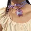 Choker 634C Unique Sweet Cool Riboon Tie Clavicle Chain Dopamine Star Bohemia Five Pointed Pendant Party