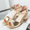 Sandals Summer Women Sandals Elegant Fashion Ankle Strap Square Low Heel Luxury Gold Silver Party Wedding Shoes Ladies Flip Flops