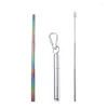 Drinking Straws Reusable Metal Collapsible 304 Stainless Steel Straw Travel Portable With Case Cleaning Brushes