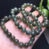 Länkarmband 12mm naturlig grön rutilerad kvartsarmband kristall reiki helande sten mode smycken gåva gåva till kvinnor 1 st