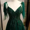 Zielona sukienka wieczorowa seksowna vneck bez rękawów ALINE DLEODLENKA Crystal Bling Backless Koronna impreza Formalna suknia Kobieta B215 240401