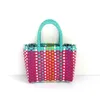 Sacs de soirée Petit sac tissé Couleur Bande en plastique Square Pocket Changement Mignon Summer Beach Messenger