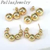 Stud Earrings 5Pairs Round Ball Smooth Bead Drop For Women 2024 Gold Color Metal Unusual Geometric Jewelry Gift