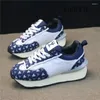 Casual Shoes Chunky Sneaker Plus Size 43 44 Men Women Retro Running Fashion Leather Fabric Upper Height Increased Platform