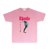 rhude nouveau designer t-shirt pour hommes et femmes marque tendance T-shirt de mode RH086 Peinture à l'huile verticale imprimée T-shirt à manches courtes taille S-XXL