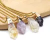 Colares Pingente Natural Cristal Ametista Pedra Áspera Energia Cura Gemstone Colar Chakra Para Mulheres Jóias Presente