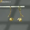 Geezenca 925 Sterling Silver Tulip Flower dangle earrings for women frenchシックミニマルな贅沢なフープイヤリングギフト240401