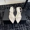 Flat heel sandals classic fashion women dress shoes luxury mirror quality genuine leather slingback pumps for wedding party evening shoes with box