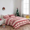 Bedding Sets Christmas Polyester Fiber Duvet Cover Set Red Blue Elk Snowflake Microfiber Soft Comfortable Quilt