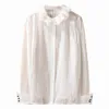 Summer New Stock French Lace Shirt With Gentle Feeling, Reduced Age Lotus Collar Cardigan Long Sleeved Top For Women