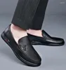 Chaussures décontractées Doudou respirant semelle en cuir souple véritable homme d'affaires peau de vache One Step Kick petit blanc