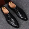 Chaussures habillées Tendance Mode Hommes Plaid Business Casual Cuir Pour Point Toe Lacets Élégant Oxfords Style Formel