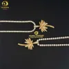 Anpassa Hiphop Gold Plated Jewelry Pendant Sier Ice Out Moissanite Diamond Coconut Palm Tree Necklace Charm Pendant