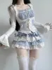 Abbigliamento Kawaii 2 pezzi Gonne Set Autunno Casuall Stile giapponese Y2k Crop Top Camicetta Minigonne Abiti Lolita vintage240401