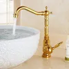 Rubinetti per lavandino del bagno Rubinetto in oro in stile europeo e WC freddo interamente in rame Lavabo da appoggio monoforo rialzato
