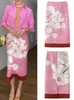 Röcke Frauen Drucken Patchwork Rock 2024 Frühling Sommer Mode Blume Kontrast Hüfte Paket Mid Gerade Weibliche Elegante Trägt
