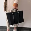 バッグカジュアル大容量トートデザイナーチェーン女性ハンドバッグ豪華なキャンバスレディショルダーメセンガーバッグ