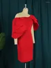 Party Dresses AOMEI Sexy Red Bodycon Women Cascading Ruffles Elegant Short Sleeves Midi Robes Birthday Homecoming 4XL 2024