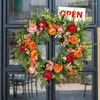 Decorative Flowers Artificial Spring Wreath Peony For Front Door Pink Floral