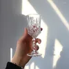 ワイングラスカップホーン透明ガラスゴブレット大きなオープニング赤いエンボスシャンシャンヌクールドリンクカクテル