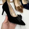 Kleid Schuhe Spitz Damen Pumps High Heels 6cm Retro Einfaches Design Mode Bowtie Luxus Stiletto Elegante Damen Für Party