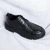 Chaussures décontractées à lacets pour hommes, en cuir véritable, Style britannique, noir, Business, haute qualité, robe quotidienne, printemps-automne, 2024