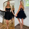 Little Black Short Homecoming Dresses Sweetheart Tulle Ruffles Mini Cocktail Prom Homecoming Dress