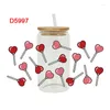 Window Stickers UV DTF Transfer Sticker Valentine's Day For The 16oz Libbey Glasses Wraps Bottles Cup Can DIY Waterproof Custom Decals D5992