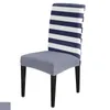 Couvre-chaise Couvre-siège extensible en spandex à rayures bleues et blanches pour mariage, cuisine, banquet, fête