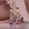 PATAYA Austria Crystal Long Earrings 585 Rose Gold Color Drop Dangle Natural Zircon Women Gradient Fashion Jewelry 240401