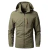 Men's Jackets Vestes pour hommes imperméable militaire à capuche veste coupe-vent en plein air Camping sport élastique manteau mâle vêtements mince OvercoatL2404