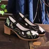 ポンプVeowalk Chinese Style Women 6cm Heid Heel Satin Cotton Fabric Shoes Comforie Ladies Casual Embroidered Costume Pumps