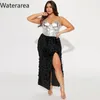 Röcke Waterarea Frauen High Side Split Bodycon Midi Pailletten Maxi Rock 2024 Straße Sexy Party Cocktail Abend Lange Bleistift