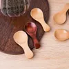 Tea Scoops 4Pcs Mini Wooden Spoons Small Kitchen Spice Condiment Spoon Sugar Coffee Scoop Short Handle Wood Kids Tools