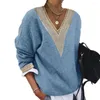 女性用ブラウスソフト通気性セーター居心地の良い冬のワードローブ長袖のvネックを備えた女性の洗える洗えるスーパートップ