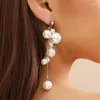 Boucles d'oreilles en métal pour femmes et filles, couleur argent doré, Imitation de perles, personnalité Simple, perles géométriques faites à la main