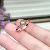 Cluster Rings Design Inlaid Prehnite Round Ladies Ring Opening Justerbar Romantisk ljus lyxig charm kvinnlig märke Silver smycken