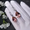 Dingle örhängen bolai elegant rosa nano morganit 925 sterling silver ädelsten fin smycken teardrop för kvinnor bröllop