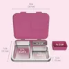 Serviesgoed Lekbestendig Kinderlunchbox in Bento-stijl - Fuchsia 3 compartimenten Verbeterde sluitingen Vaatwasmachinebestendig