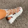 Scarpe eleganti Maogu Scarpe stringate femminili con plateau Scarpe da donna Cinghie incrociate Sandalo con fondo spesso Sandali gladiatore da donna con zeppa da donna 43