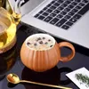 Tasses 280ML ronde en forme de citrouille conception tasses à café en céramique grande poignée eau de bureau