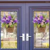 Decorative Flowers Lavender Wreaths For Front Door Decor Farmhouse Hanging Artificial Flower Baskets Spring Garland