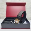 Factory Direct Sales Luxury Märke dubbelsidig Cowhide Fashion Belt Fashionable 3,5 cm 1 Bälte med 2 spännen dubbelsidig använd presentförpackning