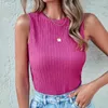 Camisoles Tanks Justerbara remtoppar för kvinnor Womens High Neck Tank Top 2024 Summer Casual Ribbed Slit Slim Business